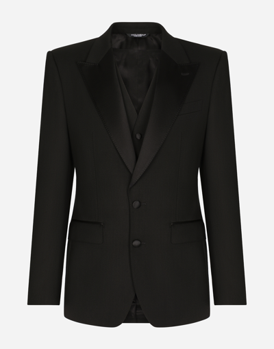 DOLCE & GABBANA THREE-PIECE SICILIA-FIT SUIT IN STRETCH WOOL