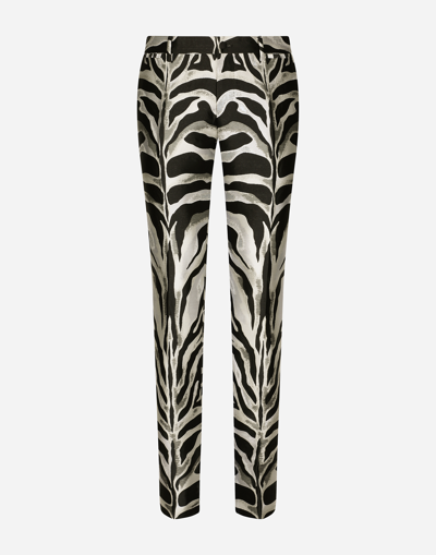 DOLCE & GABBANA LAMÉ JACQUARD PANTS WITH ZEBRA DESIGN