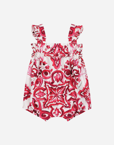 DOLCE & GABBANA MAJOLICA-PRINT POPLIN ROMPER SUIT