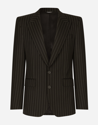 DOLCE & GABBANA SINGLE-BREASTED PINSTRIPE STRETCH WOOL SICILY-FIT SUIT