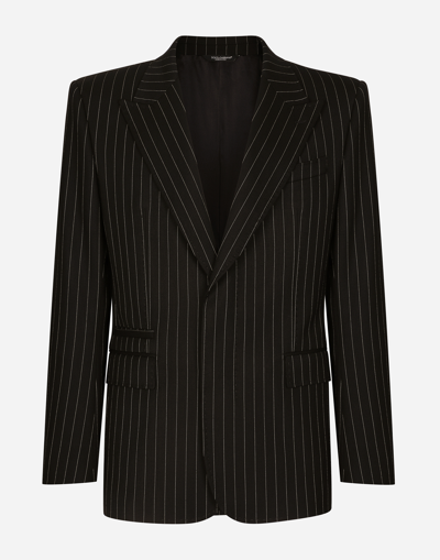 DOLCE & GABBANA PINSTRIPE STRETCH WOOL SICILIA-FIT JACKET