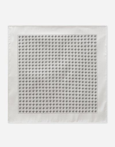 DOLCE & GABBANA SILK JACQUARD POCKET SQUARE WITH DG LOGO