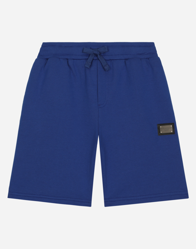 DOLCE & GABBANA JERSEY JOGGING SHORTS WITH LOGO TAG