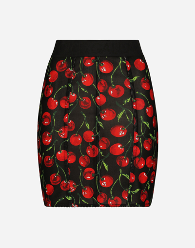 DOLCE & GABBANA SHORT MARQUISETTE SKIRT WITH BRANDED ELASTIC