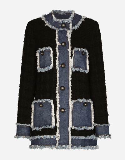 DOLCE & GABBANA TWEED AND DENIM JACKET