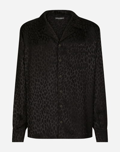 DOLCE & GABBANA OCELOT-DESIGN SILK JACQUARD SHIRT
