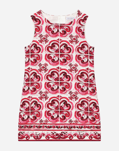 DOLCE & GABBANA SHORT MAJOLICA-PRINT CADY DRESS