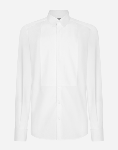 DOLCE & GABBANA COTTON POPLIN GOLD-FIT TUXEDO SHIRT