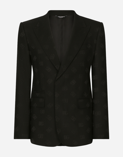 DOLCE & GABBANA SINGLE-BREASTED WOOL SICILIA-FIT JACKET WITH JACQUARD DG DETAILING