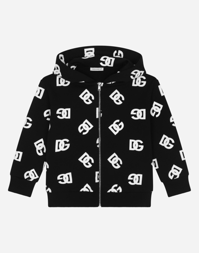 DOLCE & GABBANA JERSEY HOODIE WITH DG LOGO PRINT