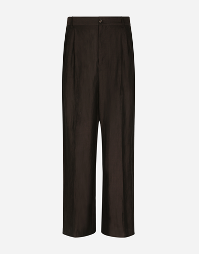 DOLCE & GABBANA TAILORED VISCOSE AND LINEN PANTS