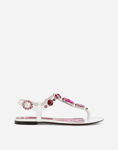 DOLCE & GABBANA PATENT LEATHER THONG SANDALS