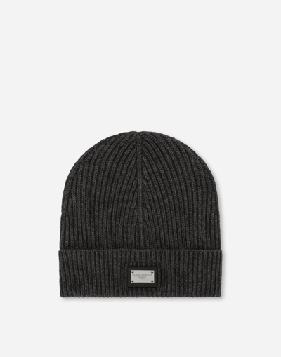 DOLCE & GABBANA CASHMERE AND WOOL HAT WITH BRANDED TAG