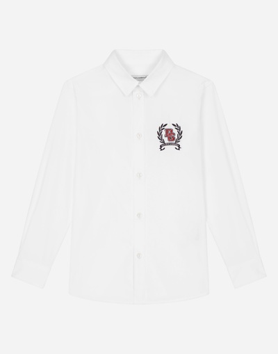 DOLCE & GABBANA LONG-SLEEVED COTTON SHIRT WITH EMBROIDERY
