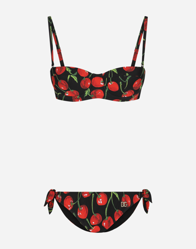DOLCE & GABBANA CHERRY-PRINT BALCONETTE BIKINI
