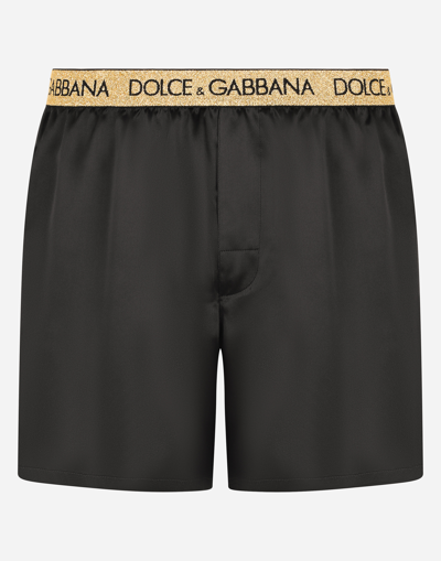 DOLCE & GABBANA SILK SATIN BOXER SHORTS WITH SLEEP MASK