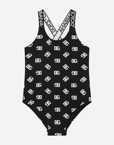 DOLCE & GABBANA ONE-PIECE SWIMSUIT WITH DG LOGO PRINT