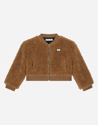 DOLCE & GABBANA PADDED FAUX SHEARLING BOMBER JACKET