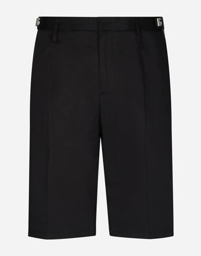 DOLCE & GABBANA STRETCH COTTON SHORTS WITH DG HARDWARE