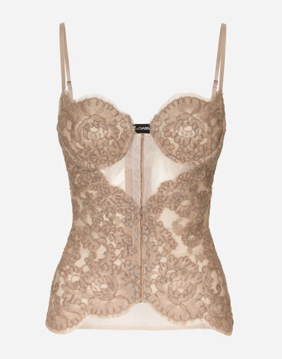 DOLCE & GABBANA LACE AND TULLE LINGERIE TOP