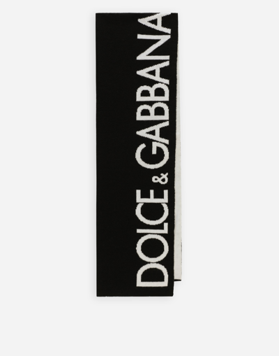 DOLCE & GABBANA KNIT SCARF WITH JACQUARD LOGO