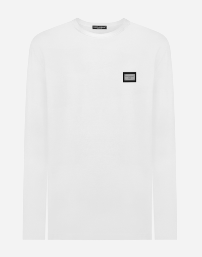 DOLCE & GABBANA LONG-SLEEVED T-SHIRT WITH LOGO TAG