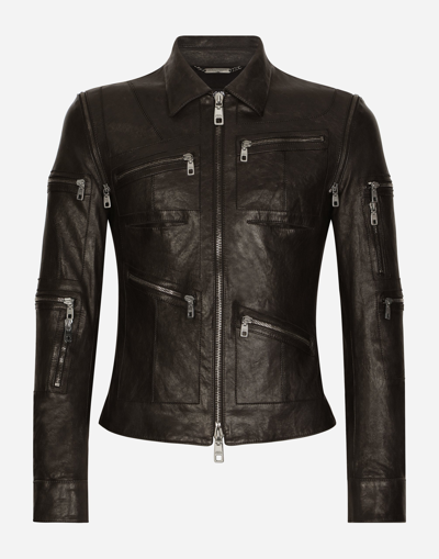 DOLCE & GABBANA WASHED LEATHER JACKET