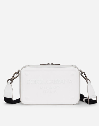 DOLCE & GABBANA CALFSKIN CROSSBODY BAG WITH RAISED LOGO