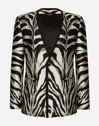 DOLCE & GABBANA ZEBRA-DESIGN LAMÉ JACQUARD SICILIA-FIT JACKET