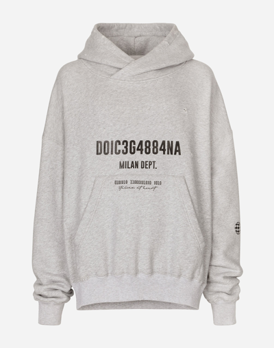 DOLCE & GABBANA JERSEY HOODIE WITH LOGO PRINT