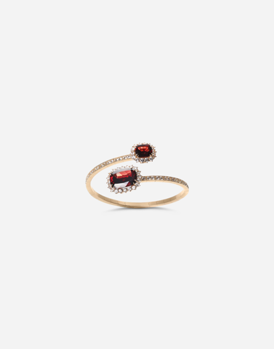 DOLCE & GABBANA HERITAGE YELLOW GOLD BRACELET WITH RODOLITH GARNET AND COLOURLESS SAPPHIRE
