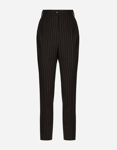 DOLCE & GABBANA HIGH-WAISTED PINSTRIPE TWILL PANTS