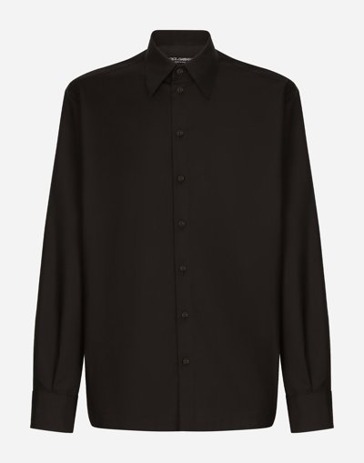 DOLCE & GABBANA SILK AND WOOL SHIRT WITH LOGO TAG