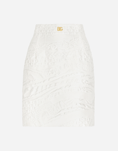 DOLCE & GABBANA SHORT BROCADE SKIRT WITH DG LOGO