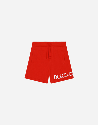 DOLCE & GABBANA JERSEY JOGGING SHORTS WITH LOGO PRINT