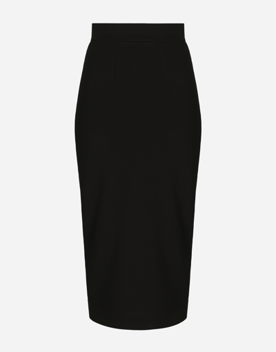 DOLCE & GABBANA TECHNICAL JERSEY CALF-LENGTH SKIRT