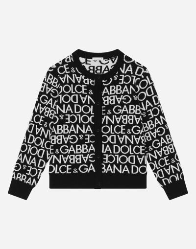 DOLCE & GABBANA KNIT CARDIGAN WITH ALL-OVER JACQUARD LOGO