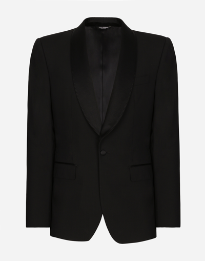 DOLCE & GABBANA SINGLE-BREASTED STRETCH WOOL SICILIA-FIT TUXEDO JACKET