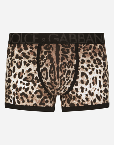 DOLCE & GABBANA LEOPARD-PRINT TWO-WAY STRETCH COTTON BOXERS