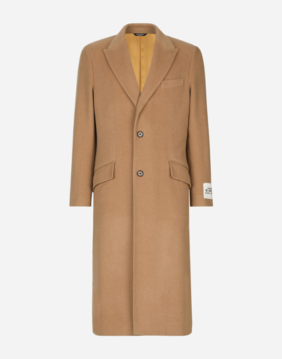 DOLCE & GABBANA SINGLE-BREASTED CAMEL WOOL COAT