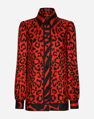 DOLCE & GABBANA LEOPARD AND ZEBRA-PRINT TWILL SHIRT