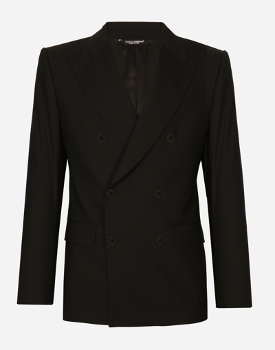 DOLCE & GABBANA DOUBLE-BREASTED STRETCH WOOL SICILIA-FIT SUIT
