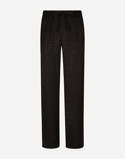 DOLCE & GABBANA OCELOT-DESIGN SILK JACQUARD JOGGING PANTS