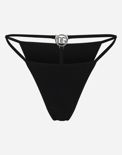 DOLCE & GABBANA BIKINI BOTTOMS WITH CUT-OUT AND DG LOGO