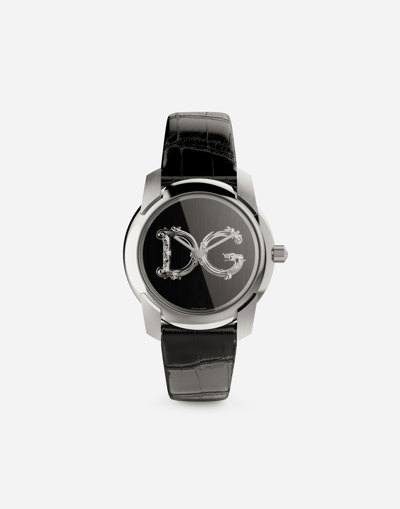 DOLCE & GABBANA DG7 BAROCCO WATCH WITH BLACK ALLIGATOR STRAP