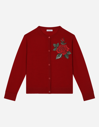 DOLCE & GABBANA WOOL CARDIGAN WITH ROSE PATCH