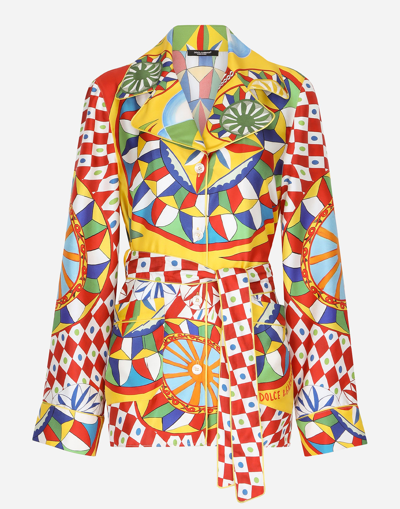 DOLCE & GABBANA CARRETTO-PRINT TWILL PAJAMA SHIRT