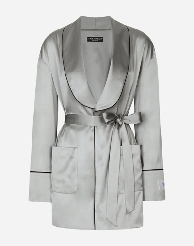 DOLCE & GABBANA KIM DOLCE&GABBANA SATIN PAJAMA SHIRT WITH BELT