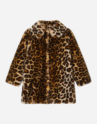 DOLCE & GABBANA LEOPARD-PRINT FAUX FUR COAT