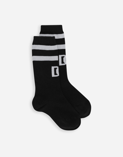 DOLCE & GABBANA COTTON SOCKS WITH JACQUARD DG LOGO
